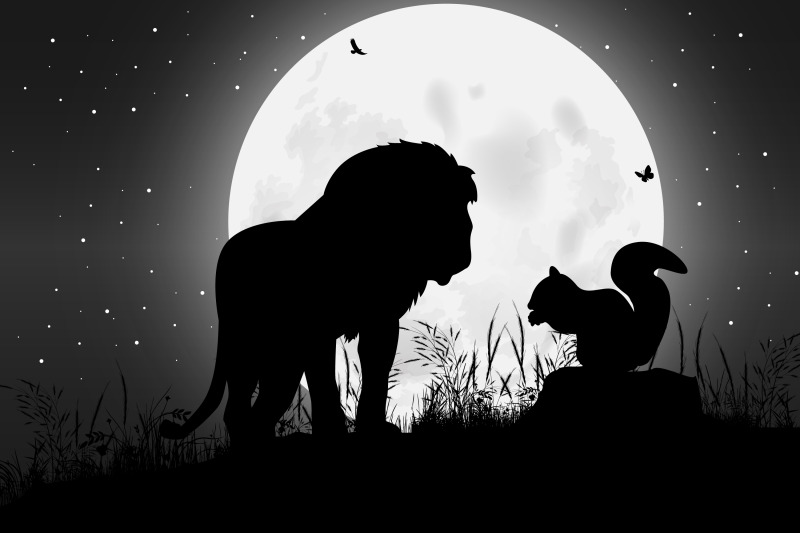 cute-squirrel-and-lion-silhouette