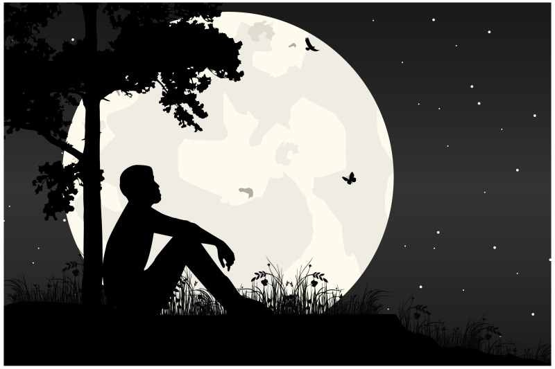 cute-man-and-moon-silhouette