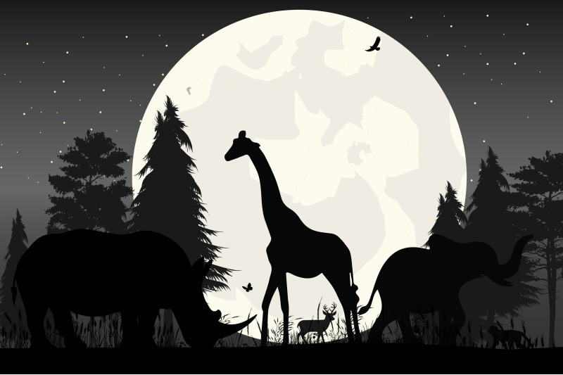 cute-animal-and-moon-silhouette