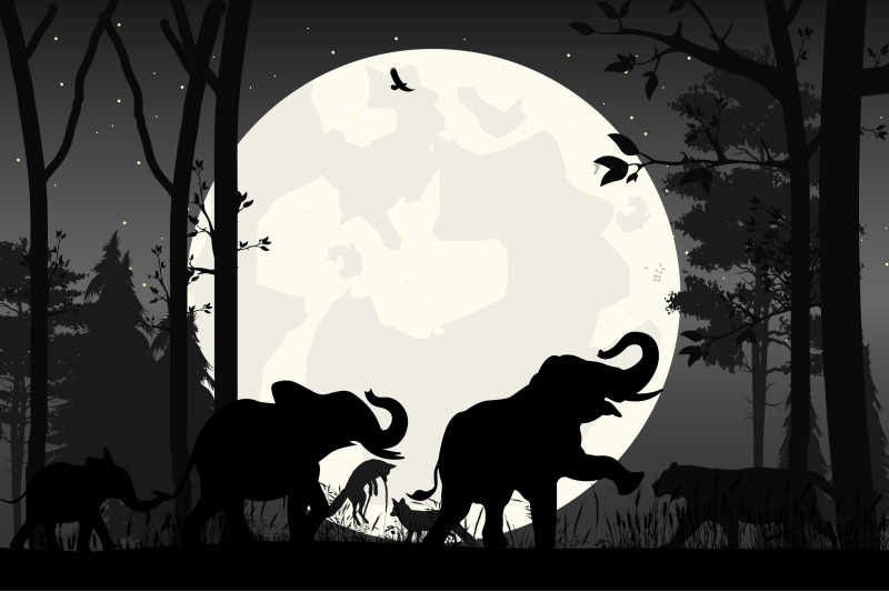 cute-animal-and-moon-silhouette