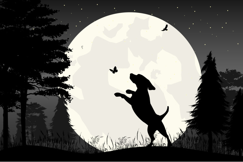 cute-dog-and-moon-silhouette