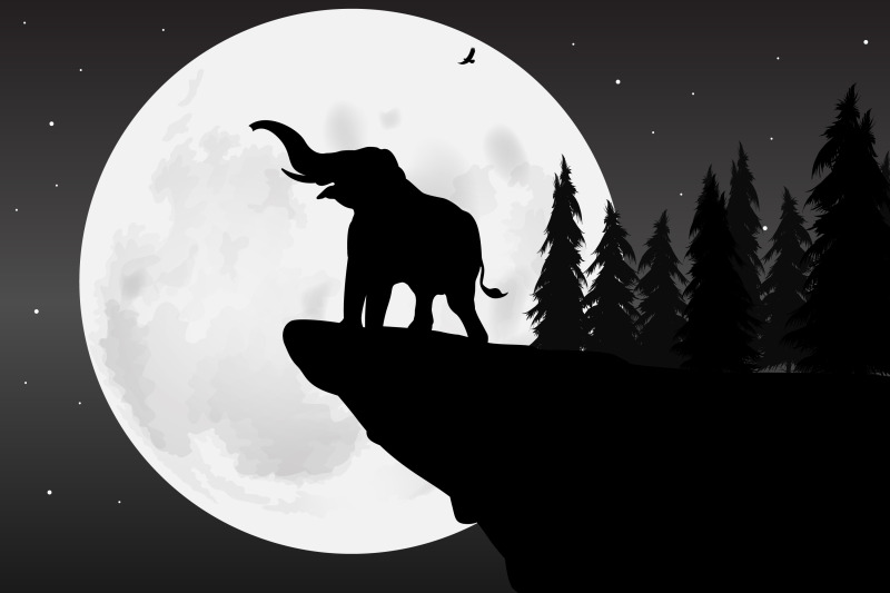 cute-elephant-and-moon-silhouette