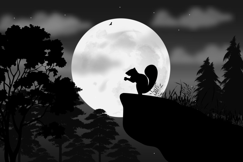 cute-squirrel-and-moon-silhouette