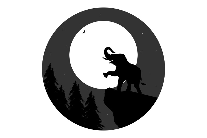 cute-elephant-and-moon-silhouette