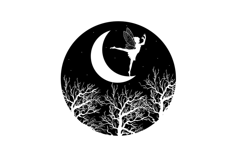 cute-fairy-and-moon-silhouette