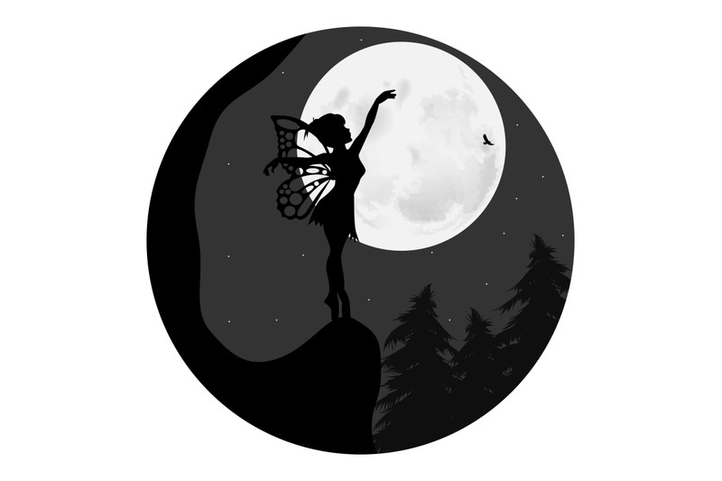 cute-fairy-and-moon-silhouette