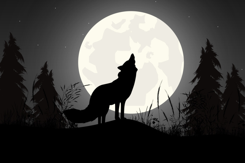 cute-wolf-and-moon-silhouette