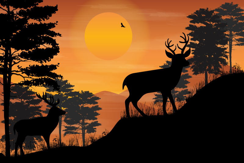 cute-deer-and-sunset-silhouette
