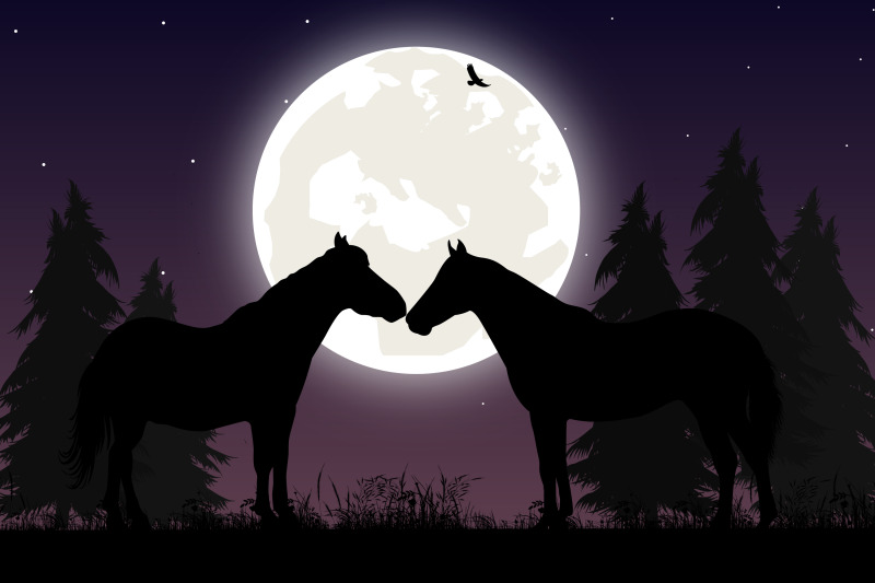 cute-horse-and-moon-silhouette