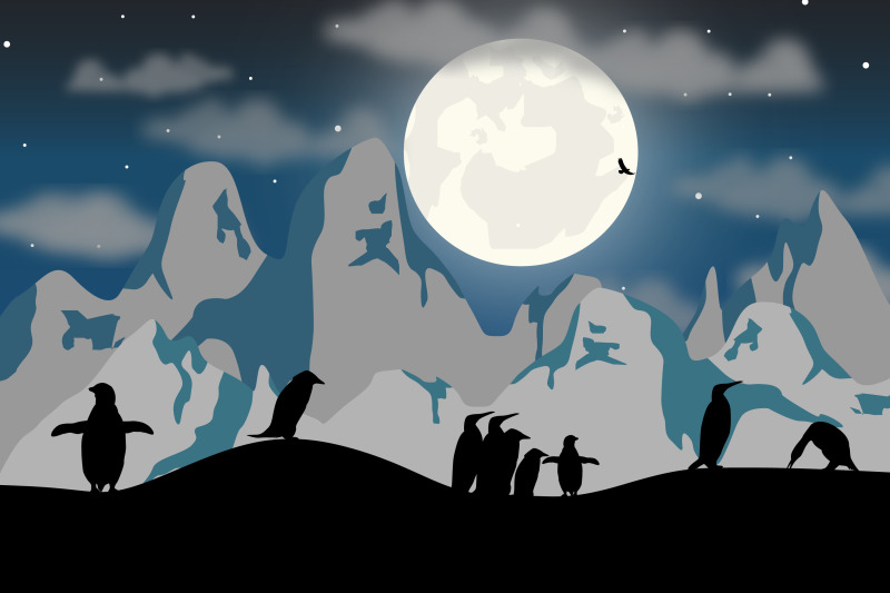 cute-penguin-and-moon-silhouette
