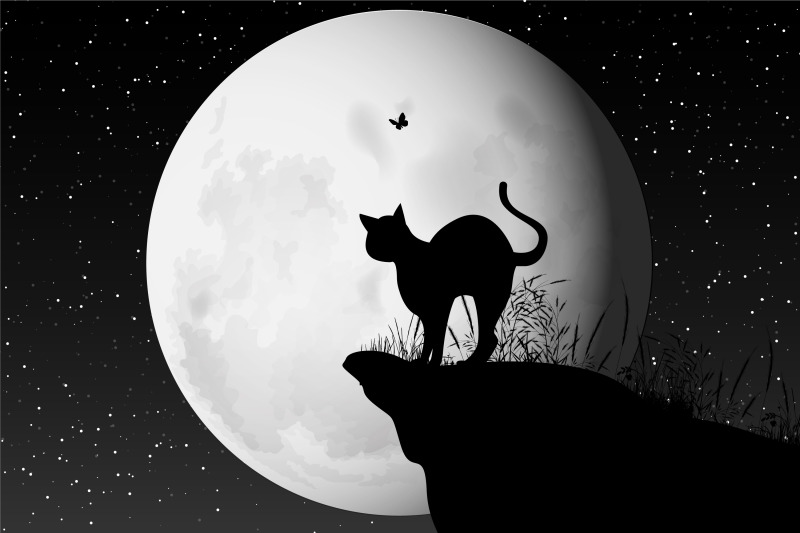 cute-cat-and-moon-silhouette