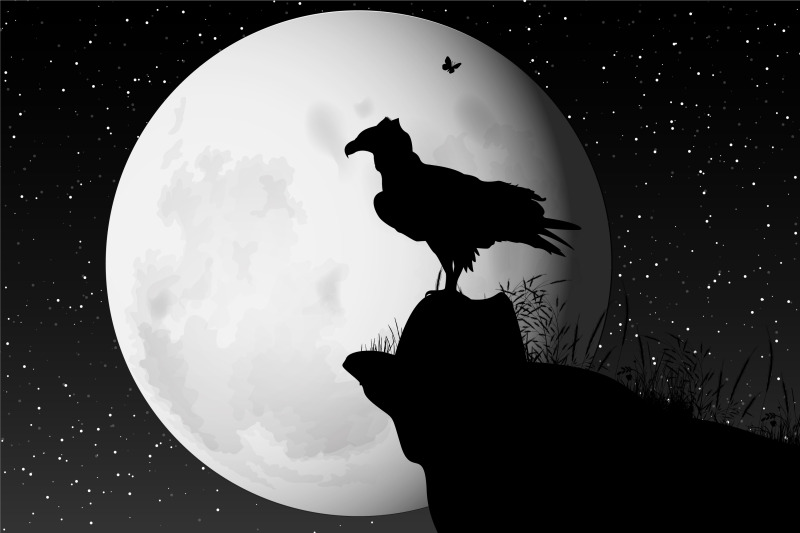 cute-eagle-and-moon-silhouette