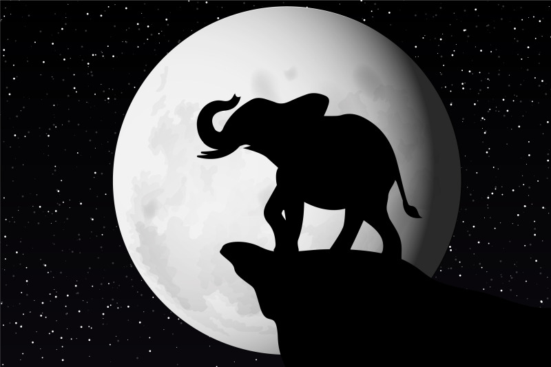 cute-elephant-and-moon-silhouette