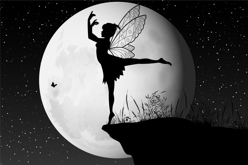 cute-fairy-and-moon-silhouette