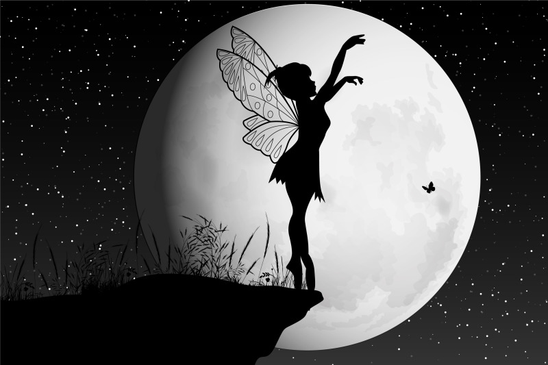 cute-fairy-and-moon-silhouette