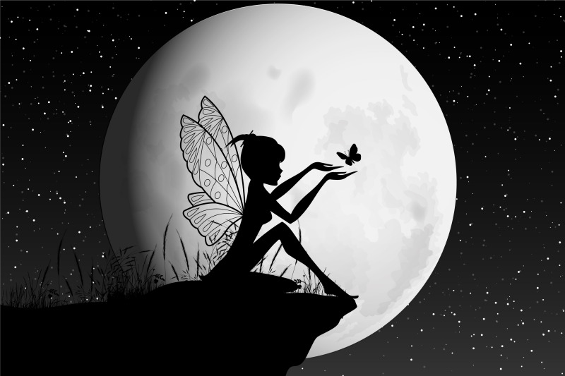 cute-fairy-and-moon-silhouette