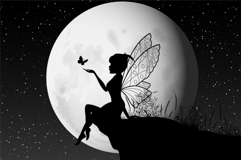 cute-fairy-and-moon-silhouette