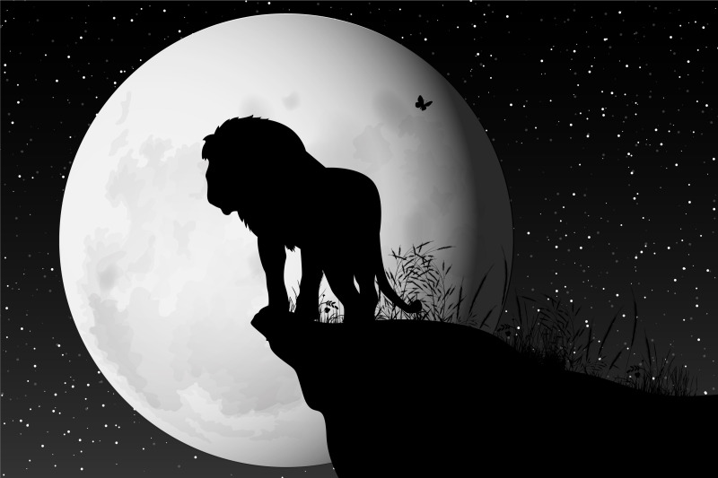 cute-lion-and-moon-silhouette