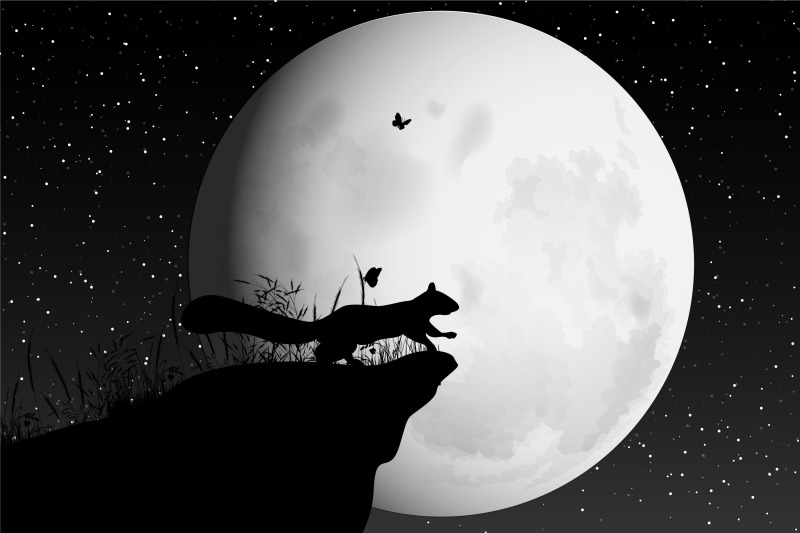 cute-squirrel-and-moon-silhouette