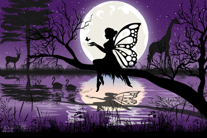 cute-fairy-and-moon-silhouette