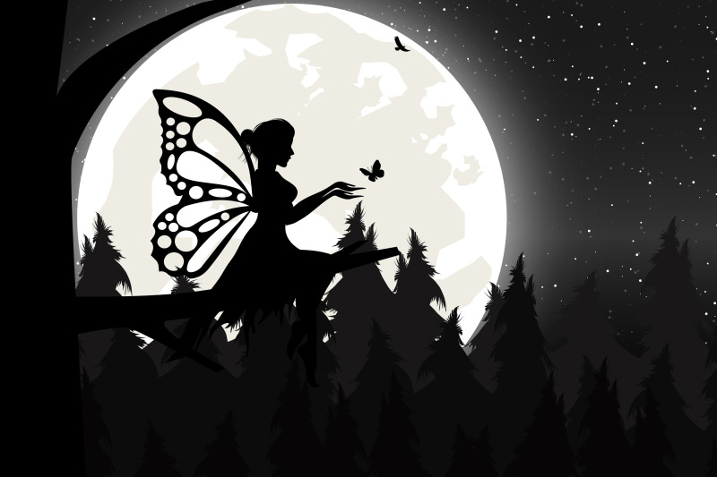 cute-fairy-and-moon-silhouette