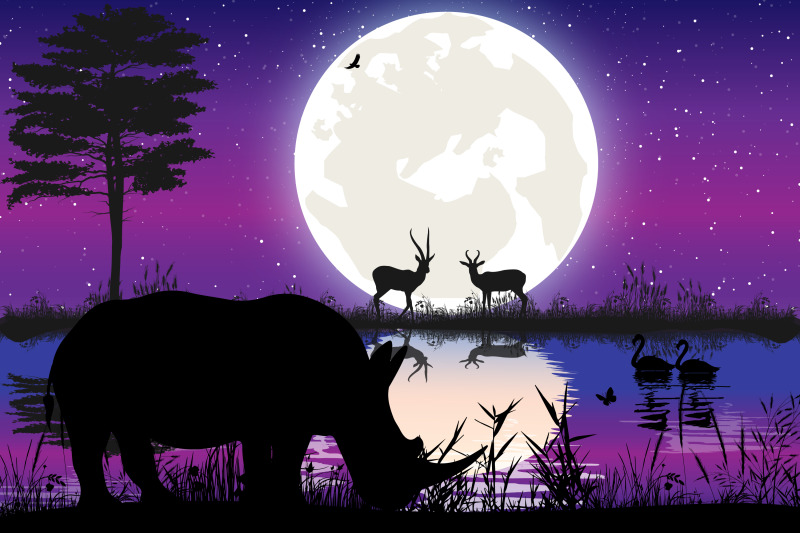 cute-rhino-and-moon-silhouette