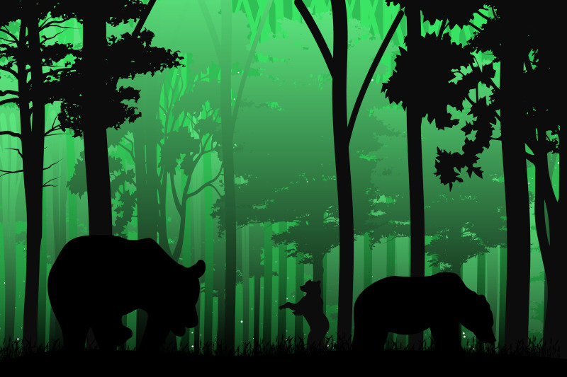 cute-bear-in-jungle-silhouette