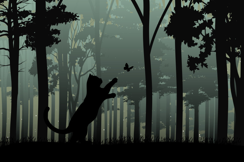 cute-cat-in-jungle-silhouette