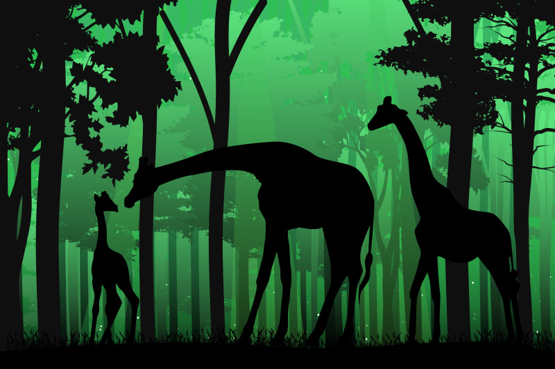 cute-giraffe-in-jungle-silhouette