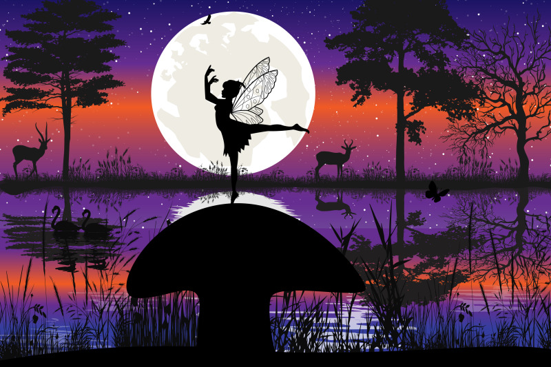 cute-fairy-in-jungle-silhouette