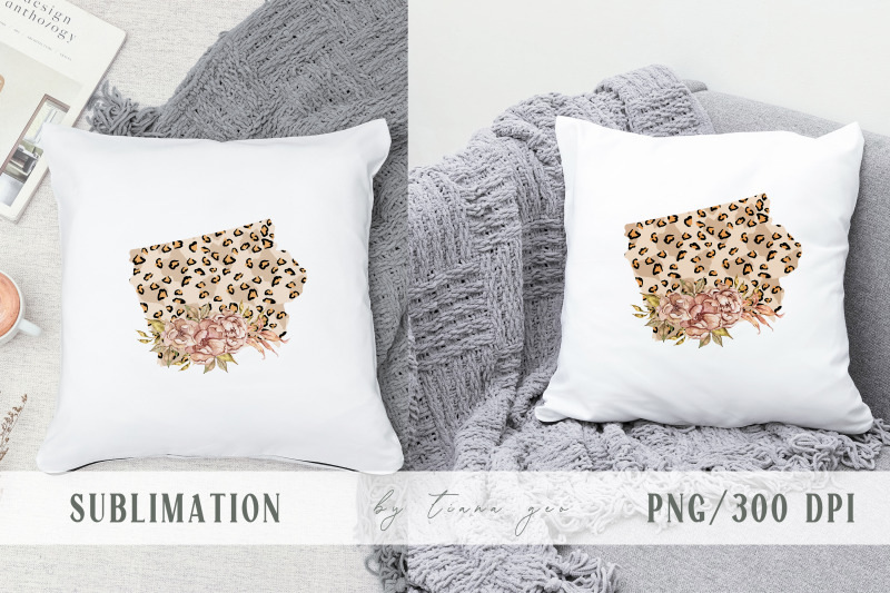 floral-iowa-map-sublimation-clipart-png-file