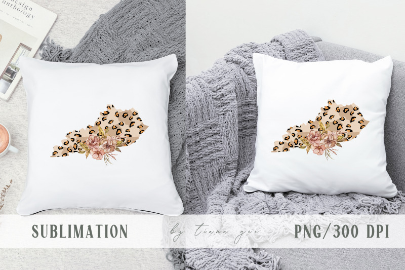 floral-kentucky-map-sublimation-clipart-png-file
