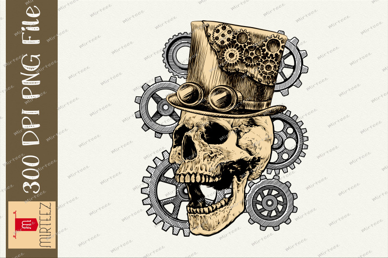 retro-steampunk-skull-vintage-png