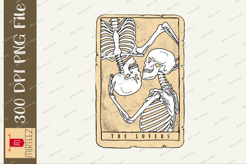 the-lovers-vintage-tarot-card-skull