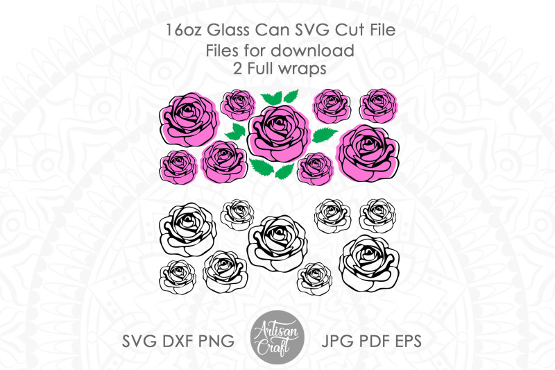 rose-can-glass-svg-rose-outline-svg-16oz-can-glass-wraps-svg-flower