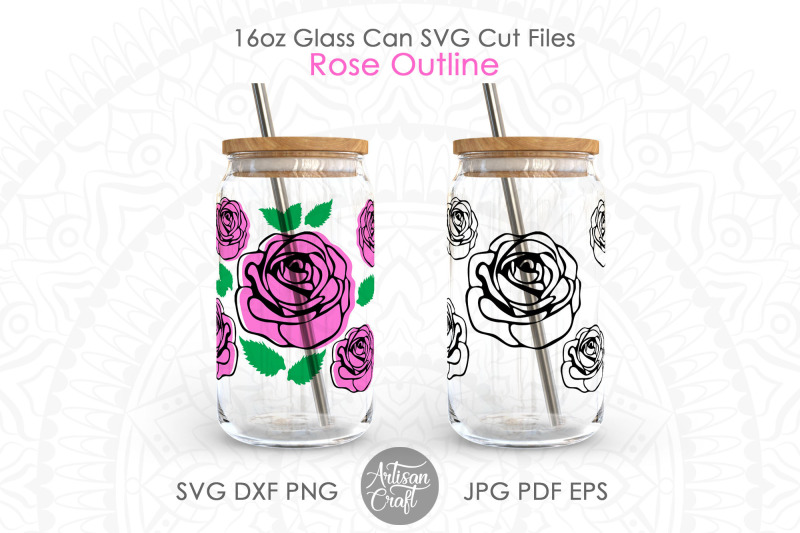 rose-can-glass-svg-rose-outline-svg-16oz-can-glass-wraps-svg-flower