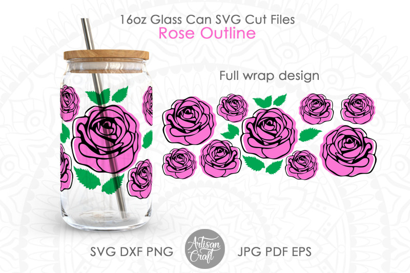 rose-can-glass-svg-rose-outline-svg-16oz-can-glass-wraps-svg-flower