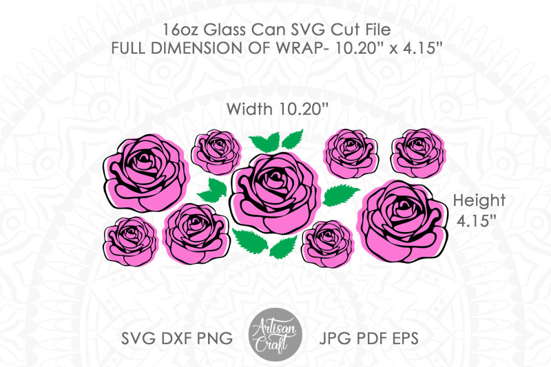 rose-can-glass-svg-rose-outline-svg-16oz-can-glass-wraps-svg-flower