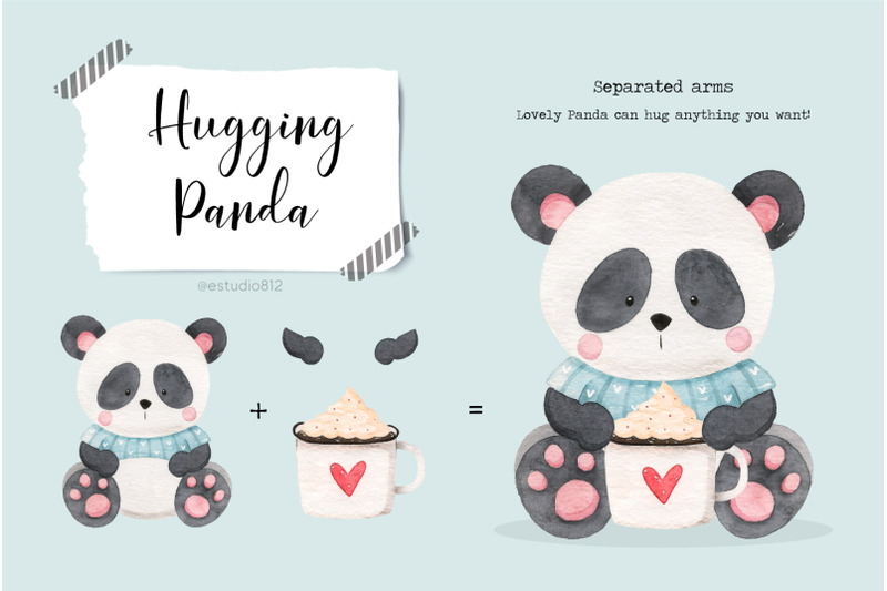 panda-nursery-clipart-animals-watercolor-digital-clipart-panda
