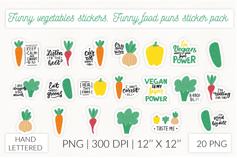 funny-vegetables-stickers-funny-food-puns-sticker-pack