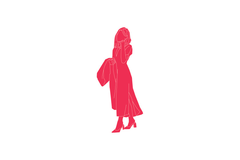 vector-illustration-of-elegant-nbsp-women-walking-on-the-sideroad