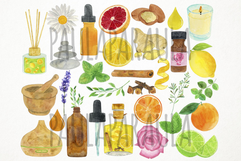 watercolor-essential-oils-clipart-aromatic-herbs-clipart-relaxation