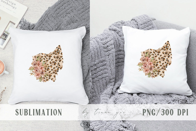 floral-leopard-ohio-map-sublimation-clipart-png-file