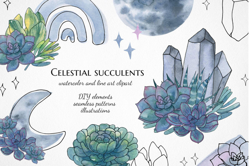 watercolor-succulent-cactus-clipart-unicorn-mythical-plant-png