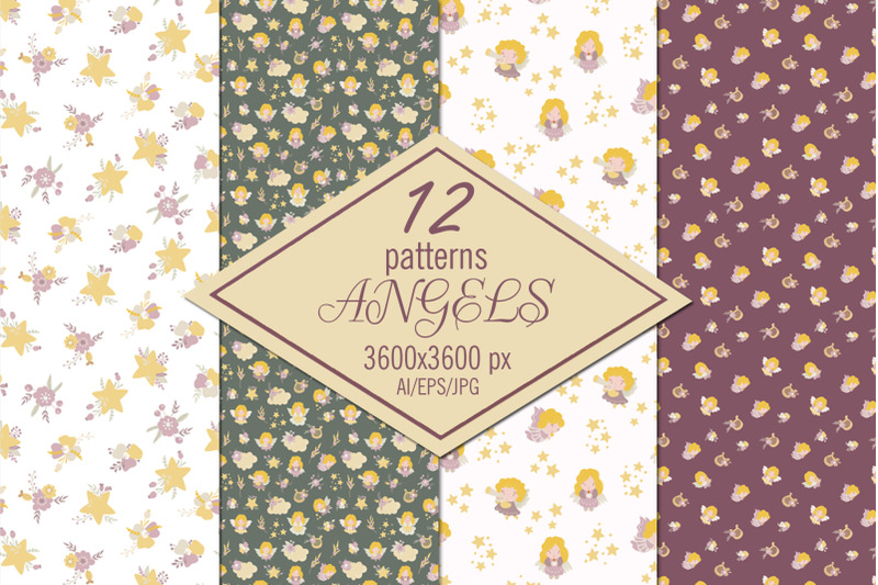 angels-digital-paper-seamless-patterns