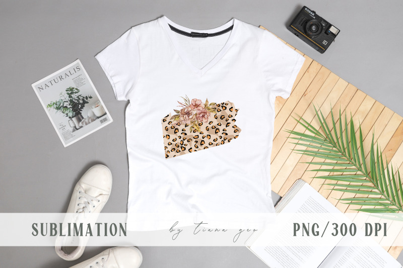 floral-leopard-pennsylvania-map-sublimation-clipart-png