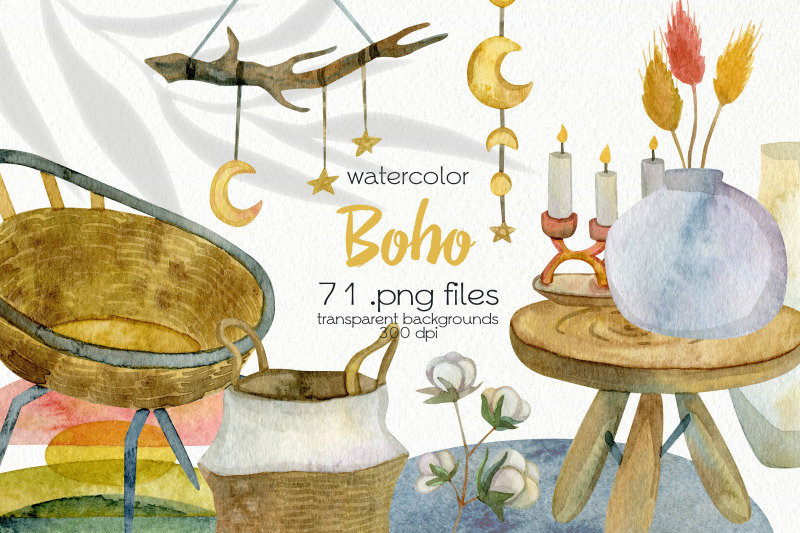 watercolor-boho-clipart-png-files