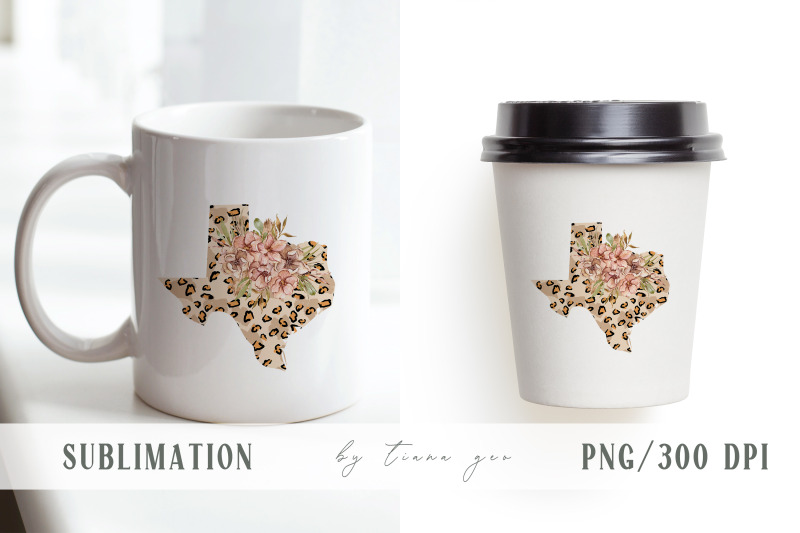 floral-texas-state-map-sublimation-clipart-png-file