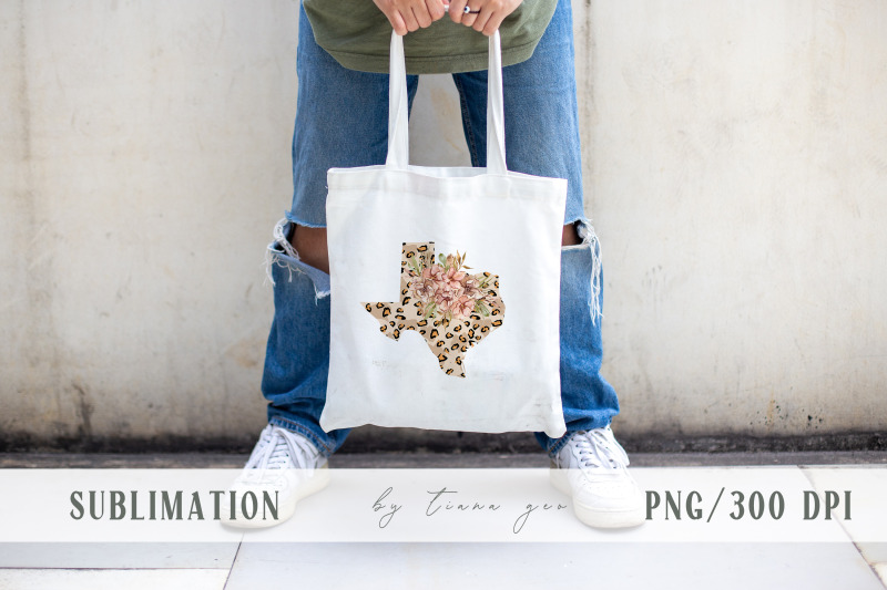 floral-texas-state-map-sublimation-clipart-png-file