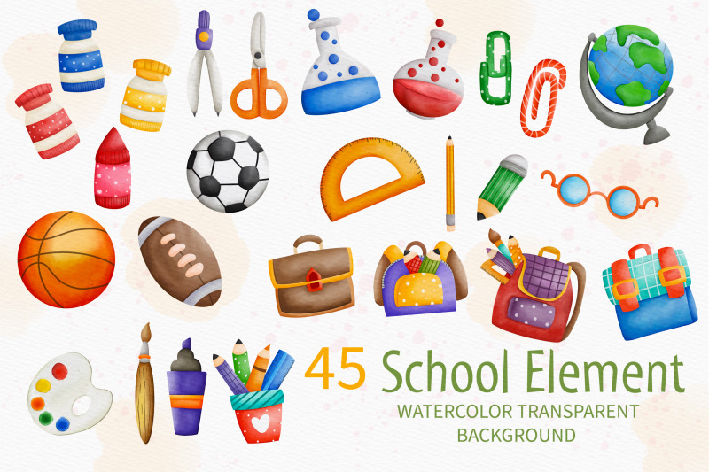 watercolor-back-to-school-and-animals-clipart